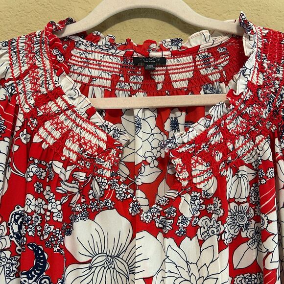 Talbots Paisley Floral Smocked Popover Top Size 2XP Petite 3/4 Sleeve Maximalist - Picture 4 of 7